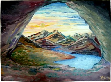 Landschaft aus der Sicht einer Höhle