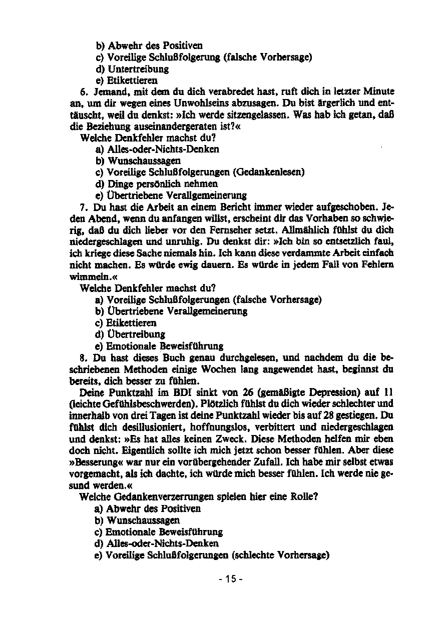 Therapieansatz Depression. Von David Burns